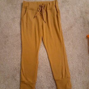 Women's Mustard Lace-Up Joggers